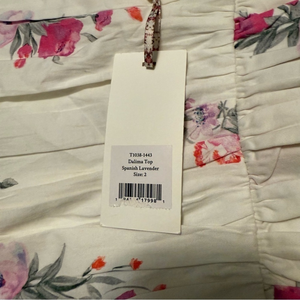 LoveShackFancy Dalima Puff Sleeve Top NWT size 2 - Picture 6 of 9